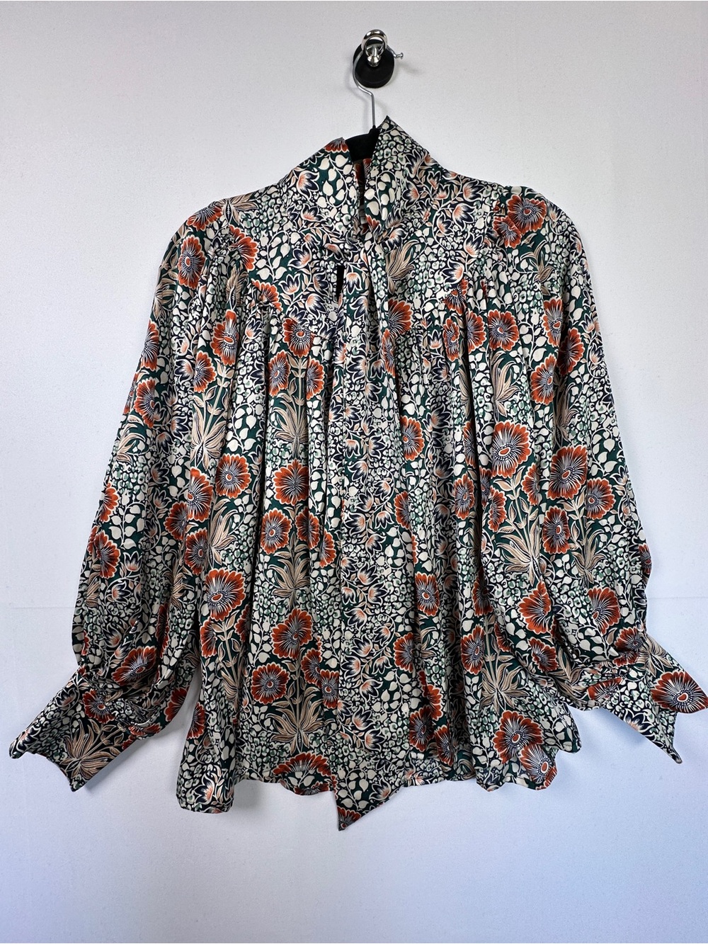 Suncoo Paris Floral Bow-Neck Blouse Arts & Crafts Multicolour T1 Size S
